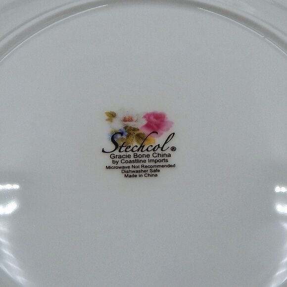 Stechcol Gracie Bone China Coastline Peony Magnolia 7 1/2 In Salad Side Plates 4 - Picture 6 of 8